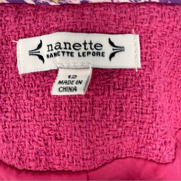 NWT Nanette Lepore Boucle Tweed Jacket Blazer 12 Fucshia Rose Pearl Buttons NEW - Picture 11 of 12